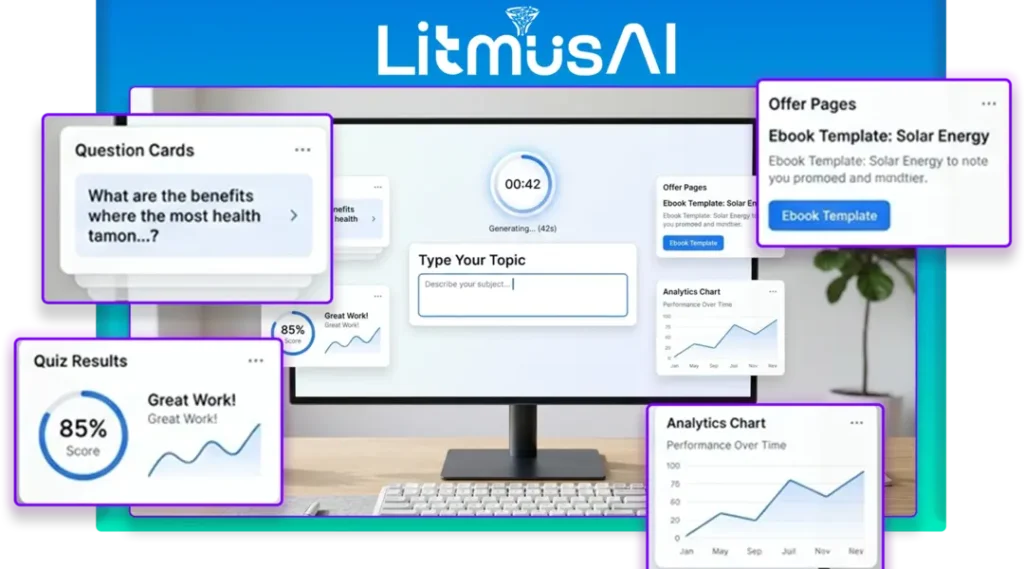 Litmus AI Review dashboard step 1 enter topic