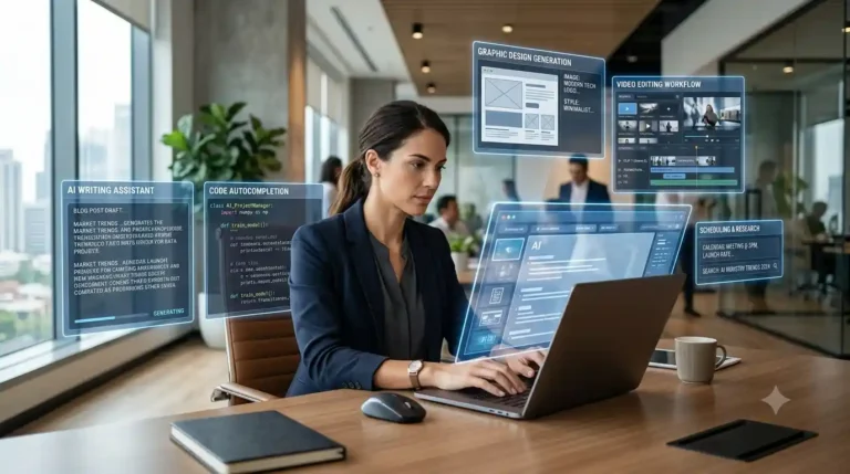 Professionals using AI tools to improve productivity