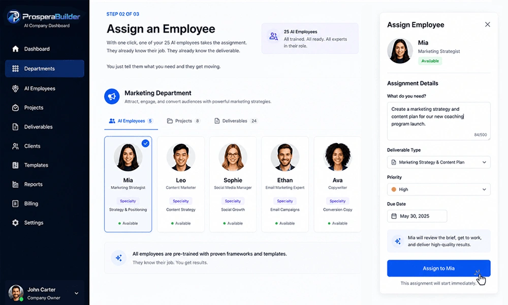 ProsperaBuilder Review: Assign an AI Employee