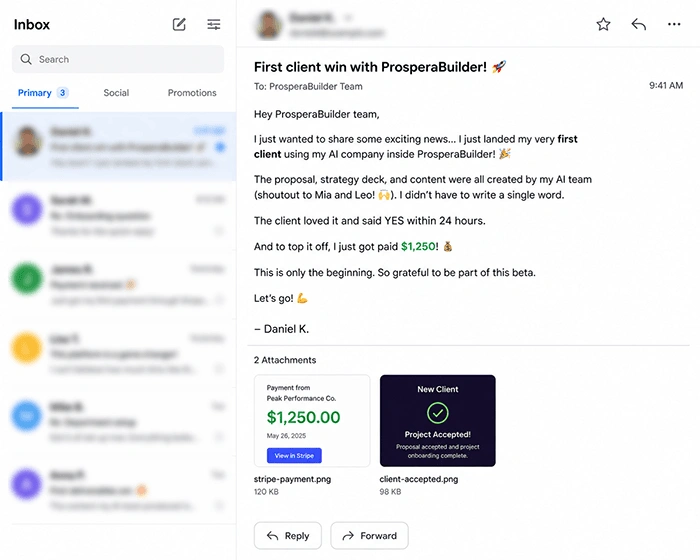 ProsperaBuilder Review: Beta tester shares their first major business win